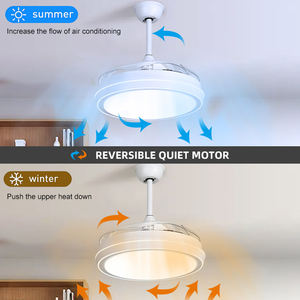 Ventilateur de plafond LED invisible de style nordique, 42 pouces, moderne, intérieur, avec pales rétractables, réversible, 3 vitesses - Product Image 6