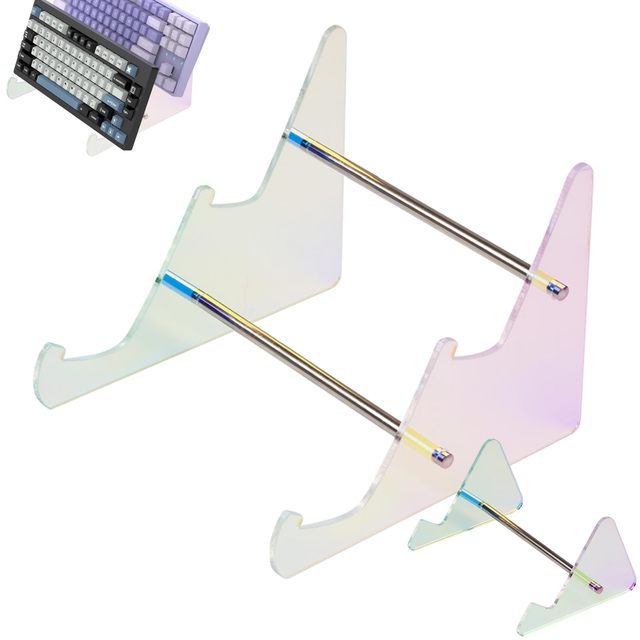 Acrylic 2-Tier + 1-Tier Mechanical Keyboard Display Stand with Transparent Design Easy Assembly for Gaming Devices