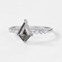 Nouvelles bagues de fiançailles tendance en argent sterling 925, forme cerf-volant, diamant sel et poivre, quartz