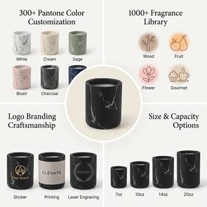 Luxury Marble Textured Scented Soy Wax <b>Candle</b> For Modern Home Decor Wholesale Private Label Premium Stone Jar Gifting <b>Set</b> - Product Image 3