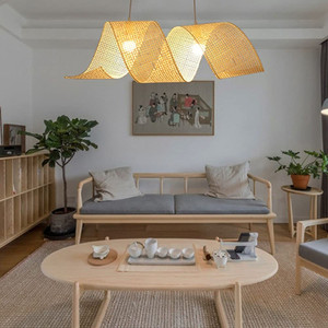 Chinese Style Bamboo Chandelier Oval E27 LED Pendant <b>Light</b> For Living Room Tea House Zen Decor 700x300mm - Product Image 5
