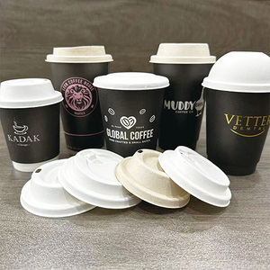 Venta al por mayor personalizado desechable degradable 12oz16oz tapas de vasos de papel respetuosas con el medio ambiente tapas de bebida de café de pulpa de <span class=keywords><strong>caña</strong></span> de azúcar - Product Image 5