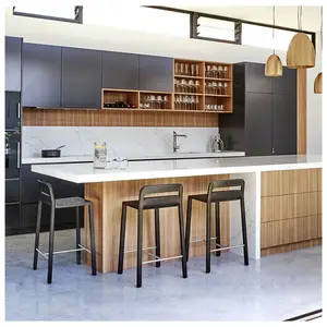 Australia Flat Apartment Simply Modern Style Light Grey Matte Lacquer Wholesale Kitchen Cupboard Cabinets