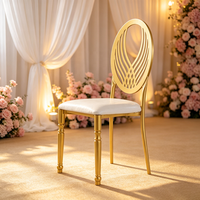 Chaise de salle à manger Luoweisen de luxe en métal doré, dossier ovale ajouré, pour mariages, banquets et événements, idéale pour hôtels et restaurants, mobilier moderne
