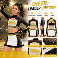 Tenue de cheerleading officielle SNG All Star Premium, compétitive, personnalisée par sublimation, avec strass, pour jeunes, ensembles d'entraînement assortis