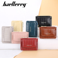 Dompet Lipat Tipis Baellerry Baru untuk Wanita dan Gadis, Dompet Kecil Modis dengan Resleting, Dompet Koin dengan Tempat Kartu, Kulit PU