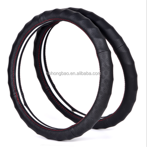 أحدث تصميم جلد طبيعي أسود غطاء عجلة القيادة M الحجم الساخن بيع - Product Image 2