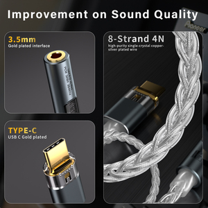 Cable adaptador de audio tipo C a 3,5 mm, mejora tu experiencia en juegos y películas, convertidor de calidad de sonido de grado audiófilo de 32/384 kHz - Product Image 2