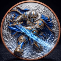 Koin Tembaga Murni 999 1&5 oz Seri Armor Abad Pertengahan Kartun Warna-warni Relief Tinggi UV 3D Edisi Kolektor