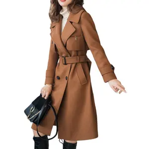 Preço de fábrica inverno longo negócio lã roupas trench coat jaquetas femininas casacos