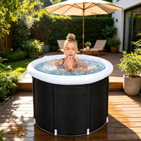 Baignoire à glace portable OEM 119 Gal avec couvercle en tissu imperméable, pour une personne, thérapie par immersion froide, récupération, baril gonflable