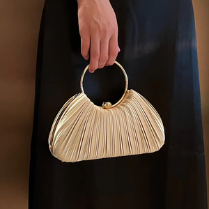 Nouvelle Pochette de Soirée Classique Premium en Polyester à Volants, Forme Cercle, Sac à Bandoulière ou Sac Croisé pour Fête - Product Image 1