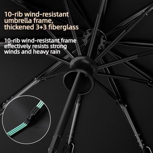 Parapluie de voyage pliant coupe-vent à ouverture et fermeture automatiques, 10 baleines, poignée Cyber, protection UPF50, personnalisable avec logo OEM, pour hommes et garçons, idéal comme cadeau de marque - Product Image 2