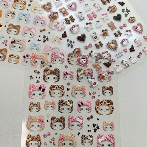 Nuevo Maillard Hot Girl patrón de leopardo <span class=keywords><strong>Hello</strong></span> <span class=keywords><strong>Kitty</strong></span> pegatinas de <span class=keywords><strong>uñas</strong></span> auriculares de dibujos animados relieve arco DIY decoración de <span class=keywords><strong>uñas</strong></span> - Product Image 2