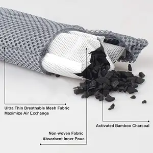 Shoe Deodorizer Bag Breathable Mesh Fabric Bamboo Charcoal Shoe Deodorizer Air Purifying Bag Shoe Odor Absorber
