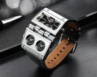 Montre sport Oulm 9525 pour homme, design unique, grande taille, montre-bracelet masculine, mode, montre de plein air, cuir, quartz, montre de plein air