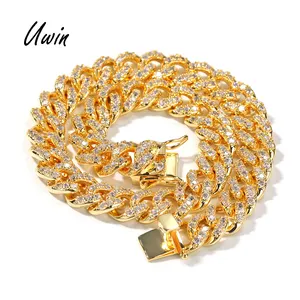 NOUVEAU 12mm Miami Chaîne de Lien Cubain Glacé CZ Ras Du Cou Collier De Diamants Or Rhodium Placage Femmes Hommes Bijoux