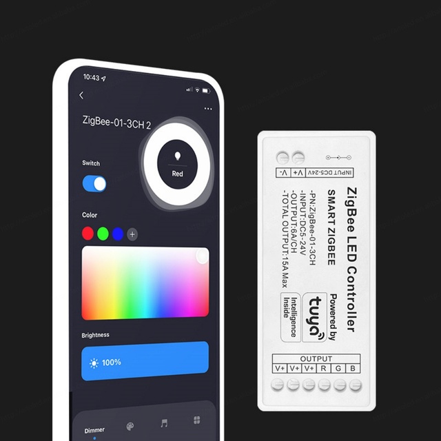 Tuya Smart RGB Zigbee Remote Control 15A 12V-24V 180W Alexa Google for WiFi+ 3-Channel LED Controller 30M Range 3-Year