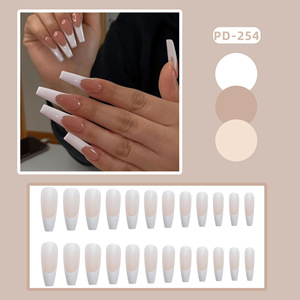 Muestra <span class=keywords><strong>de</strong></span> <span class=keywords><strong>moda</strong></span> Estilo francés <span class=keywords><strong>Uñas</strong></span> artificiales <span class=keywords><strong>Uñas</strong></span> postizas cuadradas Prensa acrílica en <span class=keywords><strong>uñas</strong></span> Hechas a mano - Product Image 2