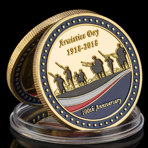 Moneda Conmemorativa Chapada en <span class=keywords><strong>Oro</strong></span>, Recuerdo del <span class=keywords><strong>Centenario</strong></span> <span class=keywords><strong>de</strong></span> 1918 a 2018, Moneda <span class=keywords><strong>de</strong></span> Colección - Product Image 1