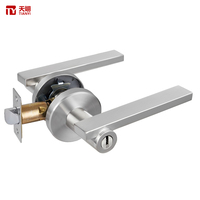 Manija de Puerta Tianyi Negra, Diseño Plano y Recto de Lujo, Acero Inoxidable, Cerradura Interior para Habitaciones, Hoteles y Apartamentos, Llave Duradera