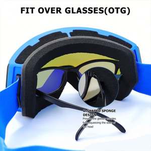 Vente en gros personnalisée, lunettes de ski et de snowboard unisexes avec lentille cylindrique anti-buée, pour le sport - Product Image 4