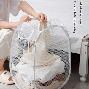 Cesto Portabiancheria Pieghevole D5300 in Rete Nera, <span class=keywords><strong>Design</strong></span> Pop-Up per Conservazione Vestiti Sporchi - Product Image 2