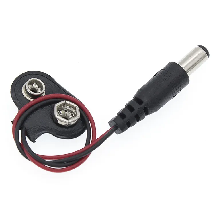 Kabel Daya Jack barel untuk tempat baterai 9V konektor klip jepret baterai ke DC Male 5.5x2.1mm