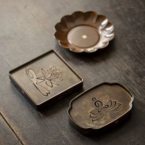 Copper Irregular <b>Tea</b> <b>Tray</b> Lotus Design Retro Kung Fu <b>Tea</b> Accessory - Product Image 4