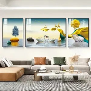 Luxury Modern Swan Living Room Prints Wall Art 3 Pieces Decorative Painting Custom Wall Art Interior Paintings Art Prints