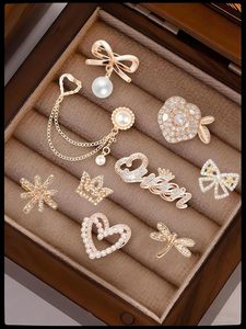 RQAYE Pcs Junk Socks Charms Kit Gold Brooches And Pins For Women Pearl And Rhinestone Shoe Charms With Safety Pins For <b>Hat</b> Cloth - Product Image 5