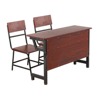 Ensemble confortable de bureau et chaise double en bois pour salle de classe, tables et chaises d'école pour étudiants, appel d'offres gouvernemental aux Philippines