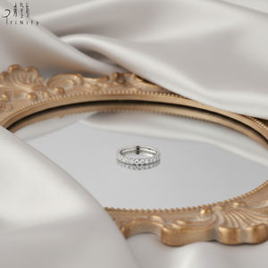 Anillo de Diamantes Naturales en Oro Blanco Sólido de 18K, Elegante y Popular, Anillo Apilable de Media Eternidad para Uso Diario de Mujeres - Product Image 3