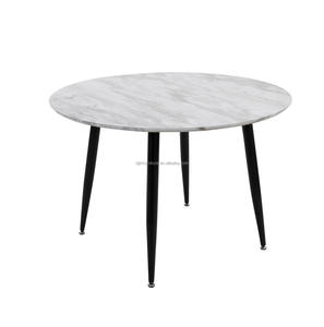 Simple Design MDF <strong>Marble</strong> <strong>Effect</strong> Round <strong>Table</strong> Top 4 Steel Black <strong>Table</strong> Legs <strong>Dining</strong> Room <strong>Table</strong> Size for 4 <strong>Chairs</strong> <strong>Dining</strong> Set - Product Image 5