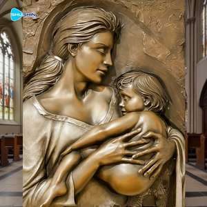 Escultura <span class=keywords><strong>de</strong></span> Pared en Relieve <span class=keywords><strong>de</strong></span> Bronce <span class=keywords><strong>de</strong></span> <span class=keywords><strong>la</strong></span> Virgen con el Niño y Querubines, Panel Decorativo <span class=keywords><strong>de</strong></span> Arte Cristiano Sagrado - Product Image 4