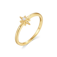 Cincin Berlian Bintang Wanita Xinyun Jewelry, Perak Sterling 925, Cincin Anti-Kusam