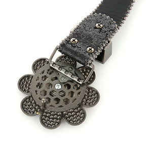 Personalizzare girevole fibbia con fiore da donna alla moda Punk in pelle di cristallo con <span class=keywords><strong>borchie</strong></span> strass cintura <span class=keywords><strong>per</strong></span> abito da donna - Product Image 3