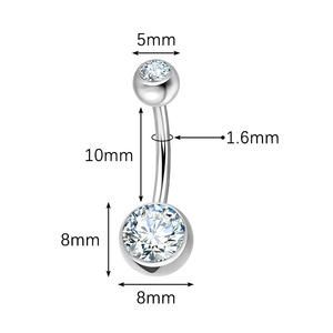 Gaby Astm F136 Titanium Buik Ringen Interne Draad G23 Titanium Lange Bar Navel Piercing Groothandel Navel Ring Piercing Sieraden - Product Image 5