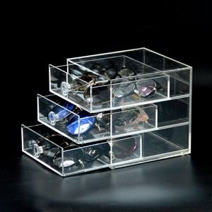 Handmade Customizable <b>Stackable</b> Acrylic <b>Storage</b> Organizer for Eyeglasses Sunglasses Reading Glasses-3-<b>Drawer</b> Display Display - Product Image 1