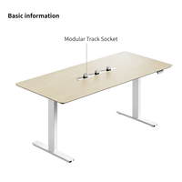 Table de conférence électrique réglable en hauteur avec prises modulaires intégrées, disponible en plusieurs couleurs, idéale pour les salles de réunion