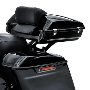 Baúl Tour Pak de 10.7 Pulgadas con Respaldo y Parrilla <span class=keywords><strong>para</strong></span> Motocicleta Harley Touring Road Street Glide 2014-2023, ABS Negro Brillante - Product Image 2