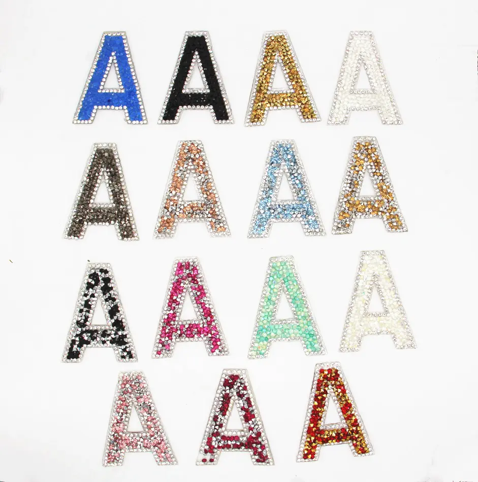 Patches artesanais de pérolas, strass A-Z alfabeto para vestuário