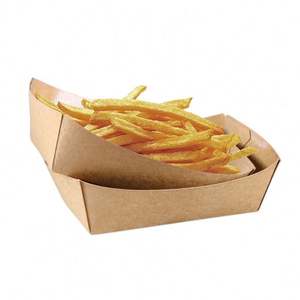 Boîte de rangement en papier kraft jetable de qualité alimentaire carrée pour frites et poisson - Product Image 2