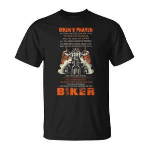 T-shirt de motard avec la prière du motard : Born To Be A Biker Motorcycle Rider - Product Image 1