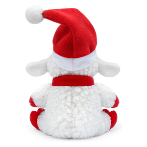 Décor de noël jambes rouges portant un chapeau de père noël rouge écharpe <span class=keywords><strong>à</strong></span> pompon blanc doux en peluche debout agneau jouet mignon en peluche blanc moelleux <span class=keywords><strong>mouton</strong></span> - Product Image 3
