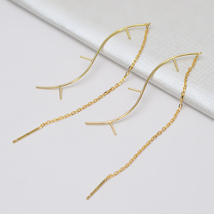 Pendientes Largos de Plata Japonesa Coreana S925 con Perlas para Mujer, Accesorios de Joyería DIY, Pendientes Vacíos 1246 - Product Image 5