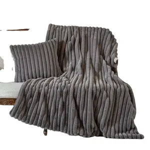 Coperte di lusso Jacquard a righe in pelliccia sintetica coperta morbida e soffice Texture accogliente per divano