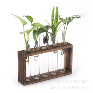 Wooden Stand With Transparent Glass Tubes 16cm X 12.5cm For Hydroponic <b>Plants</b> Small Size Vase Decor - Product Image 5