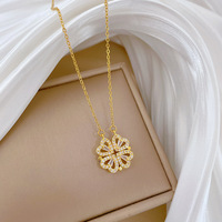 Nouveau collier pour femme à double port, ouverture et fermeture cœur à cœur, fleur à quatre feuilles, chaîne de clavicule en acier titane