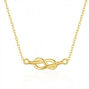 Collana con etichetta personalizzata in argento Sterling 925 minimalista collana all'ingrosso Charm Love Knot 18k oro figura otto Design collana - Product Image 1